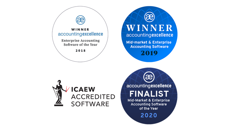 Cloud accounting software excellence awards badges