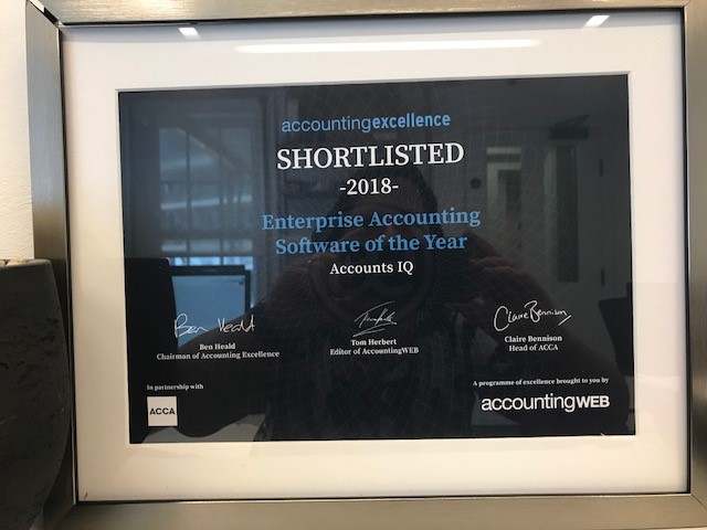 AccountsIQ Shortlisted for Enterprise Software Award